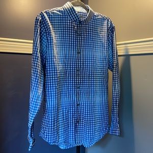 Express men’s fitted button down large blue ombré